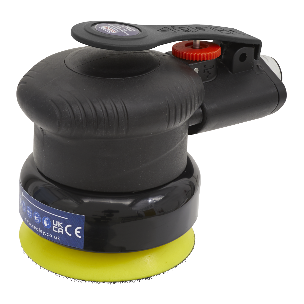 Sealey Air Palm Orbital S&er 75mm Adjustable Regulator Soft Grip 3 Year Guarant.