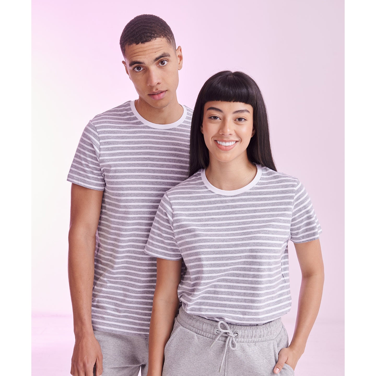 Sf Unisex Striped T-Shirt Soft Cotton Jersey Regular Fit Tear-Out Label