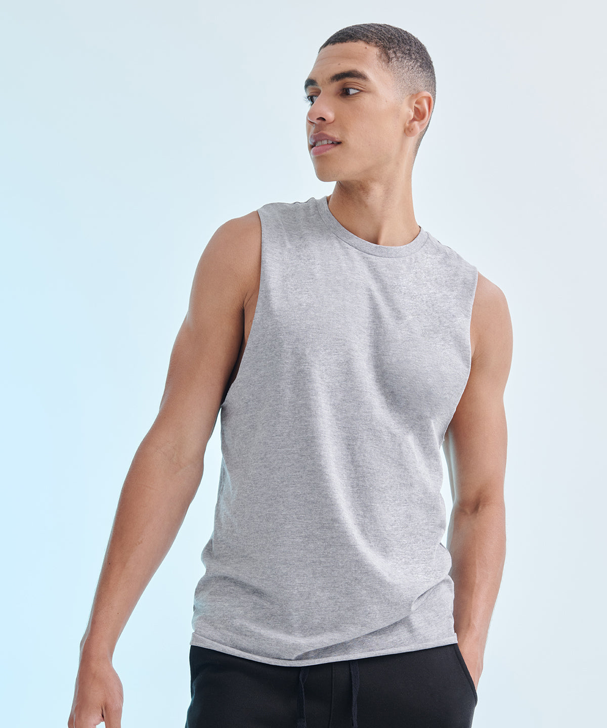 Skinnifit High Neck Slash Armhole Vest Ribbed Cotton Blend Athleisure Top