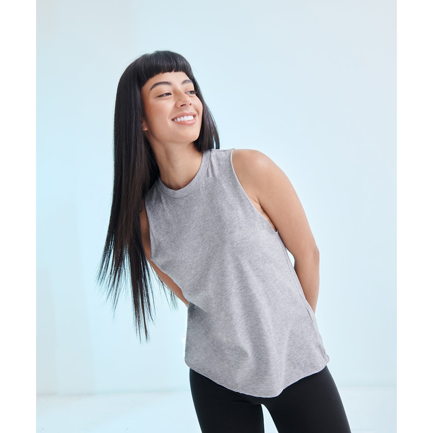 Sf High Neck Vest Stretchy Ribbed Crew Neck Raw Edge Armholes Vegan Certified