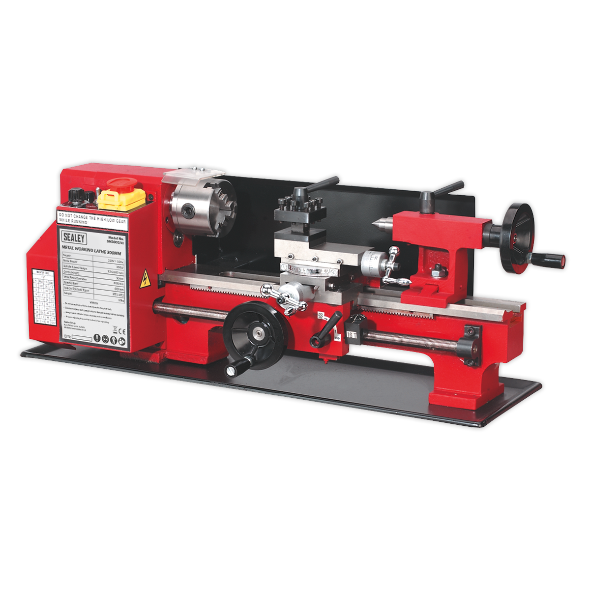 Sealey Metalworking Lathe 300mm Variable Speed Reversible Drive 300W