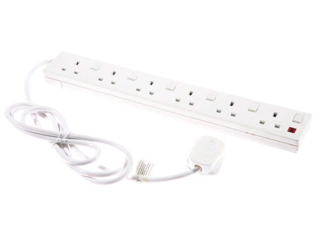 SMJ 6-Way Extension Lead 240V 13A Switched Neon Indicator 2m Indoor Use