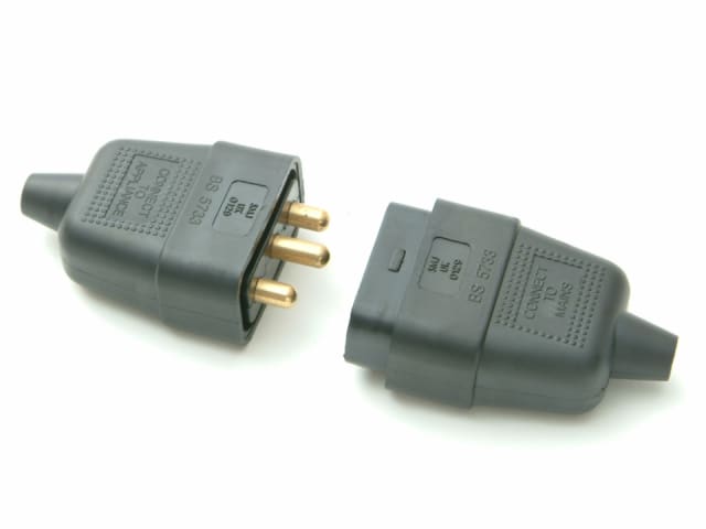SMJ 10A 3-Pin Black Plug & Socket Inline Connector for Outdoor Tools