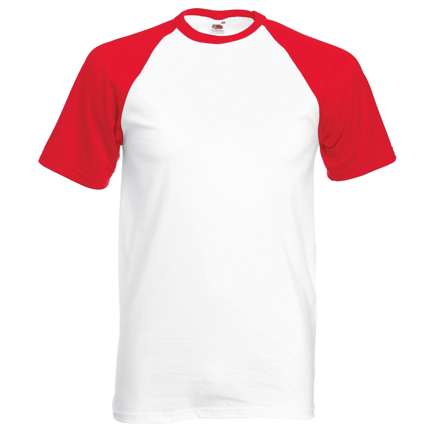 Fruit Of The Loom Short Sleeve Baseball T Shirt Contrast Raglan 100% Cotton