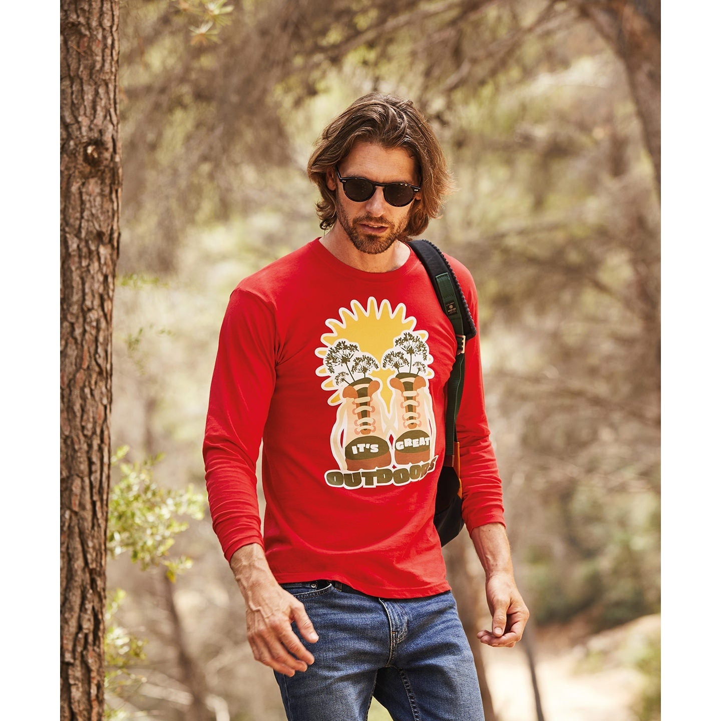 Fruit Of The Loom Valueweight Long Sleeve T Shirt Crew Neck Cotton Rib Comfort