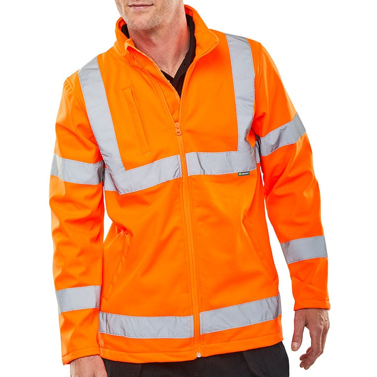 Beeswift Hi-Vis Soft Shell Jacket EN20471 Lightweight Waterproof Safety Wear