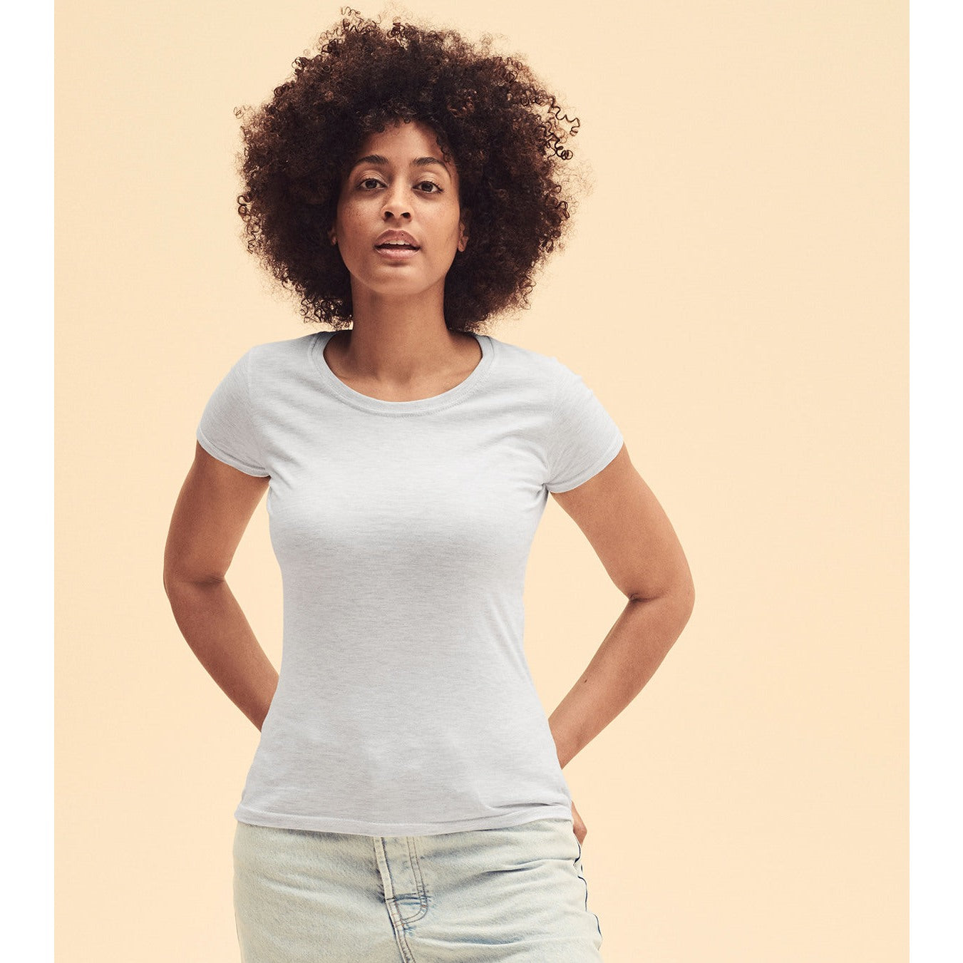 Fruit Of The Loom Women's Iconic 195 Ringspun T-Shirt Light Graphite Size XS-2XL