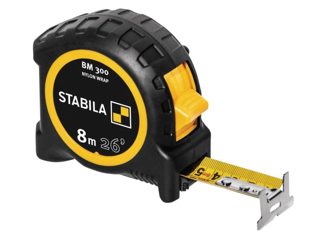 Stabila BM 300 Pocket Tape 8m/26ft Shatterproof Shock-Absorbent Soft Grip