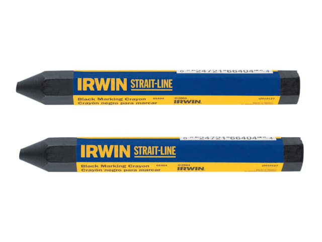 IRWIN Strait-Line Crayon Black Card of 2 Waterproof Non-Toxic for All Surfaces