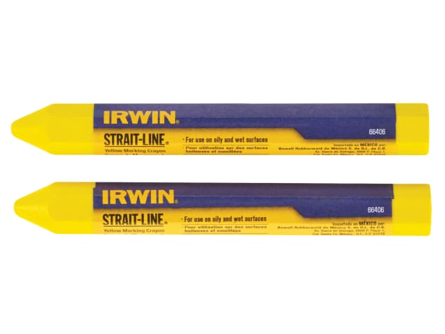 IRWIN Strait-Line Crayon Yellow Waterproof Non-Toxic for All Surfaces - 2 Pack