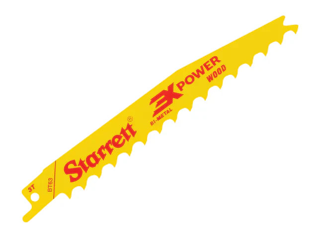 Starrett BT63-5 Bi-Metal Reciprocating Blades 152mm 3 TPI Wood Cutting Pack 5