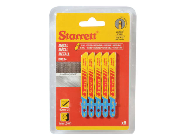 Starrett BU224-5 Metal Cutting Jigsaw Blades Pack of 5, 24 TPI, Durable Design