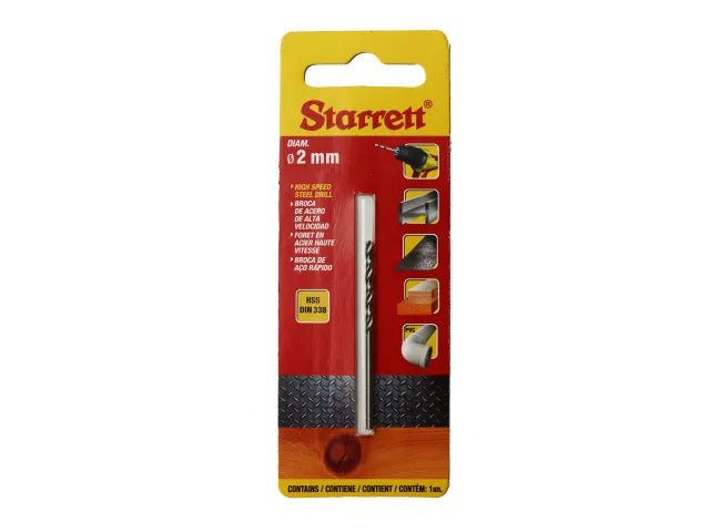 Starrett HSS Split Point Drill Bit 2.0mm x 49mm High Performance DIN 338