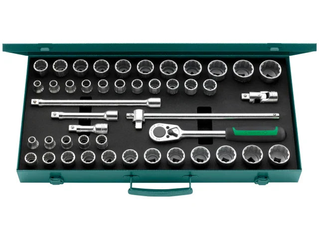 Stahlwille 1/2in Drive Socket Set 45 Piece Bi-Hexagon AF Metric with Case