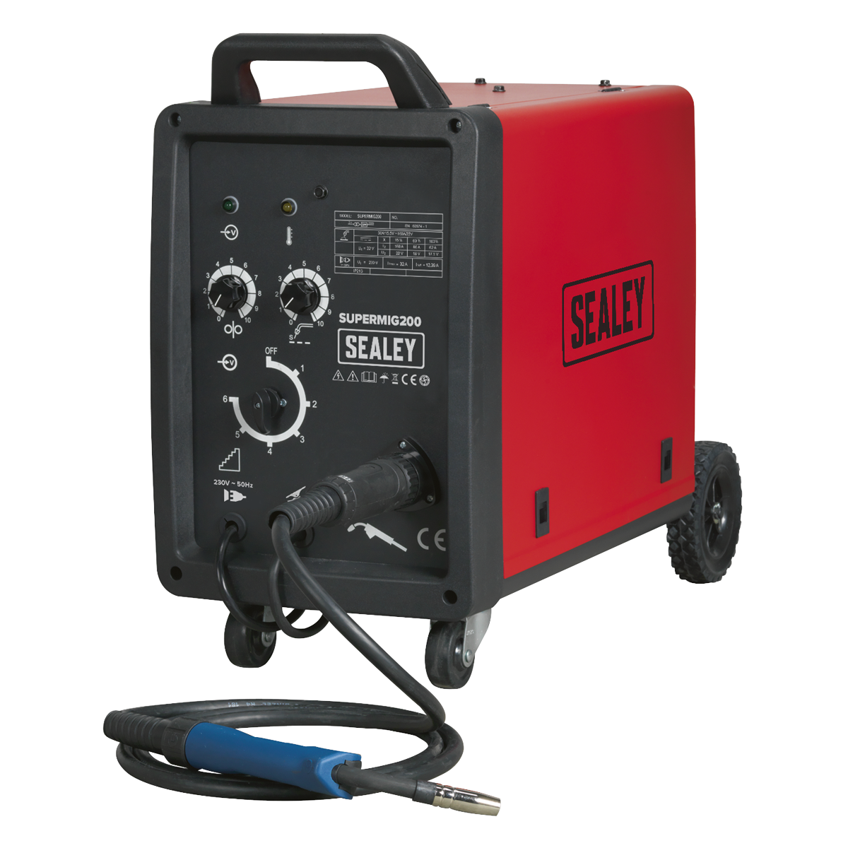 Sealey 200A MIG Welder 230V with Binzel Euro Torch & Gas Regulator