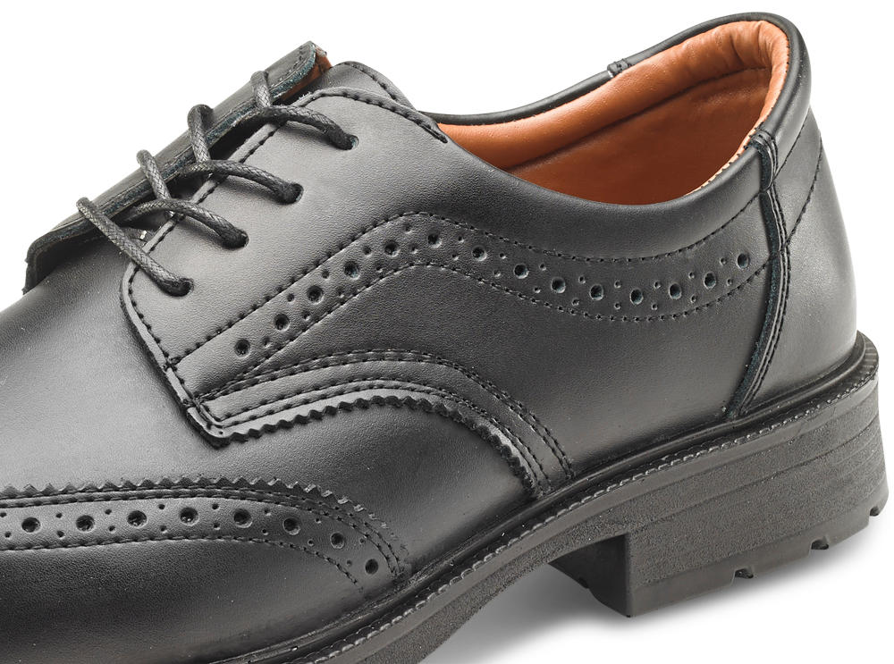 Beeswift Brogue Shoe S1 Black Steel Toe Anti-Static Slip Resistant Leather