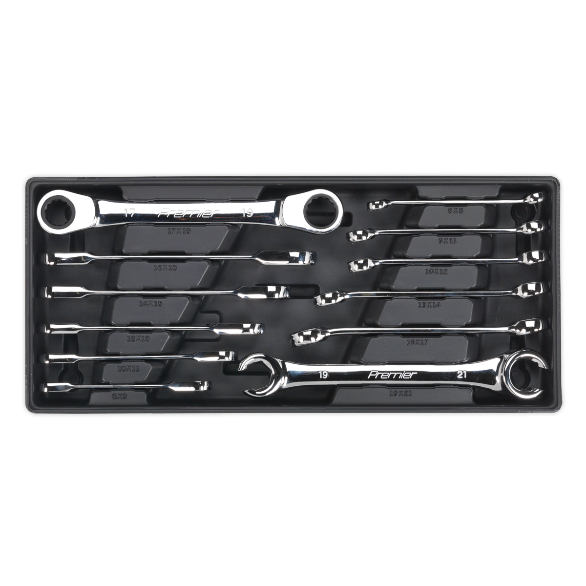Sealey 12pc Flare Nut & Ratchet Ring Spanner Set Tool Tray for AP24 Chests