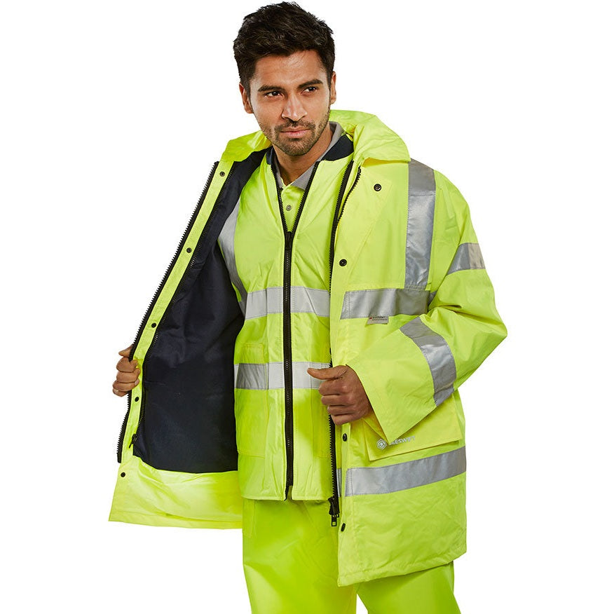 Beeswift 4 in 1 High Visibility Jacket & Bodywarmer EN ISO 20471 Waterproof