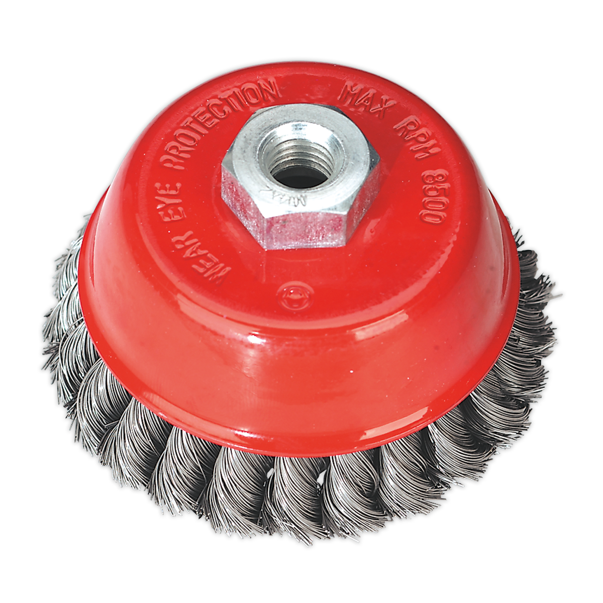 Sealey Twist Knot Wire Cup Brush 100mm M14 Heavy Duty Rust Removal Tool