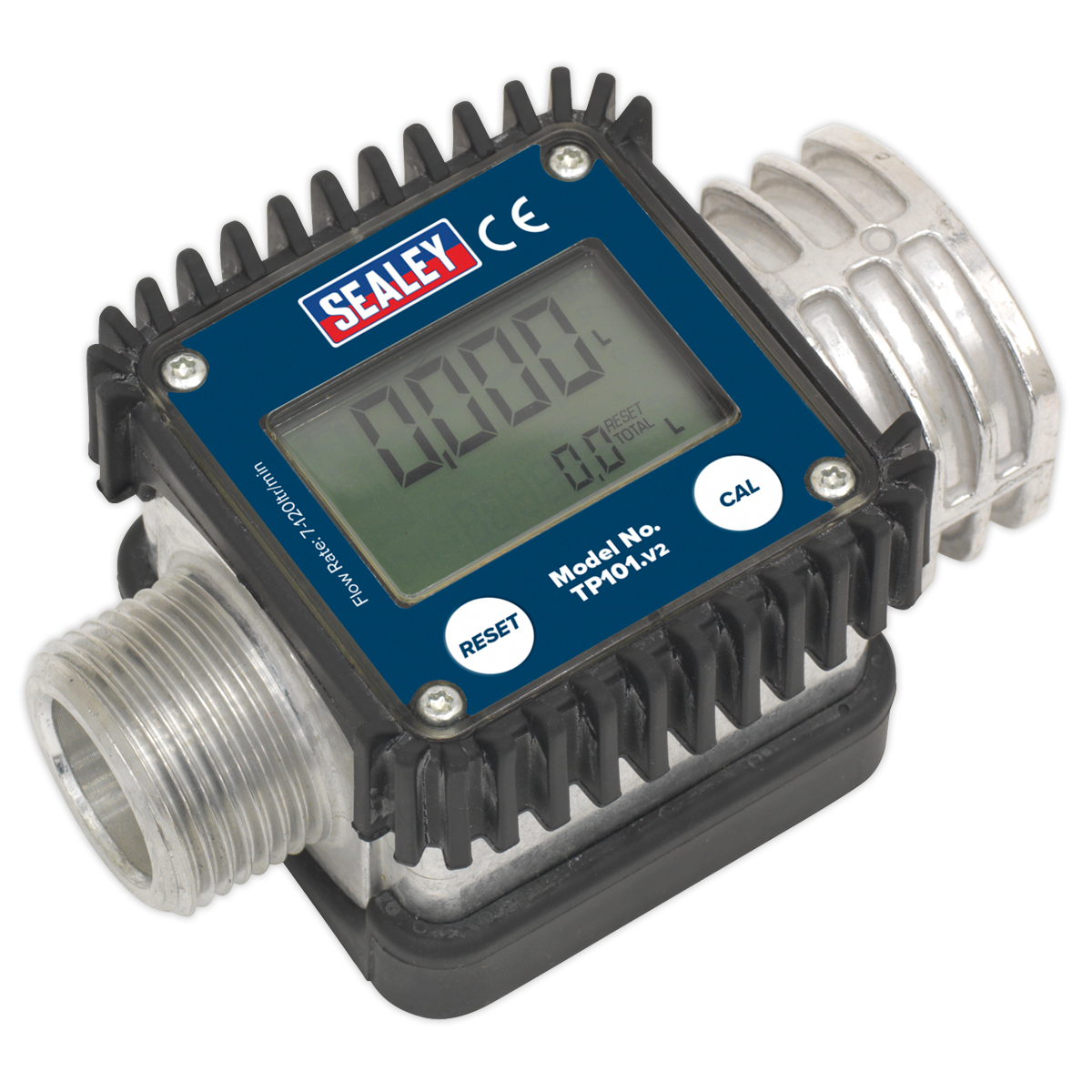Sealey Digital Diesel Fluid Flow Meter 1" BSP LCD Display IP65 Rated 2 AAA