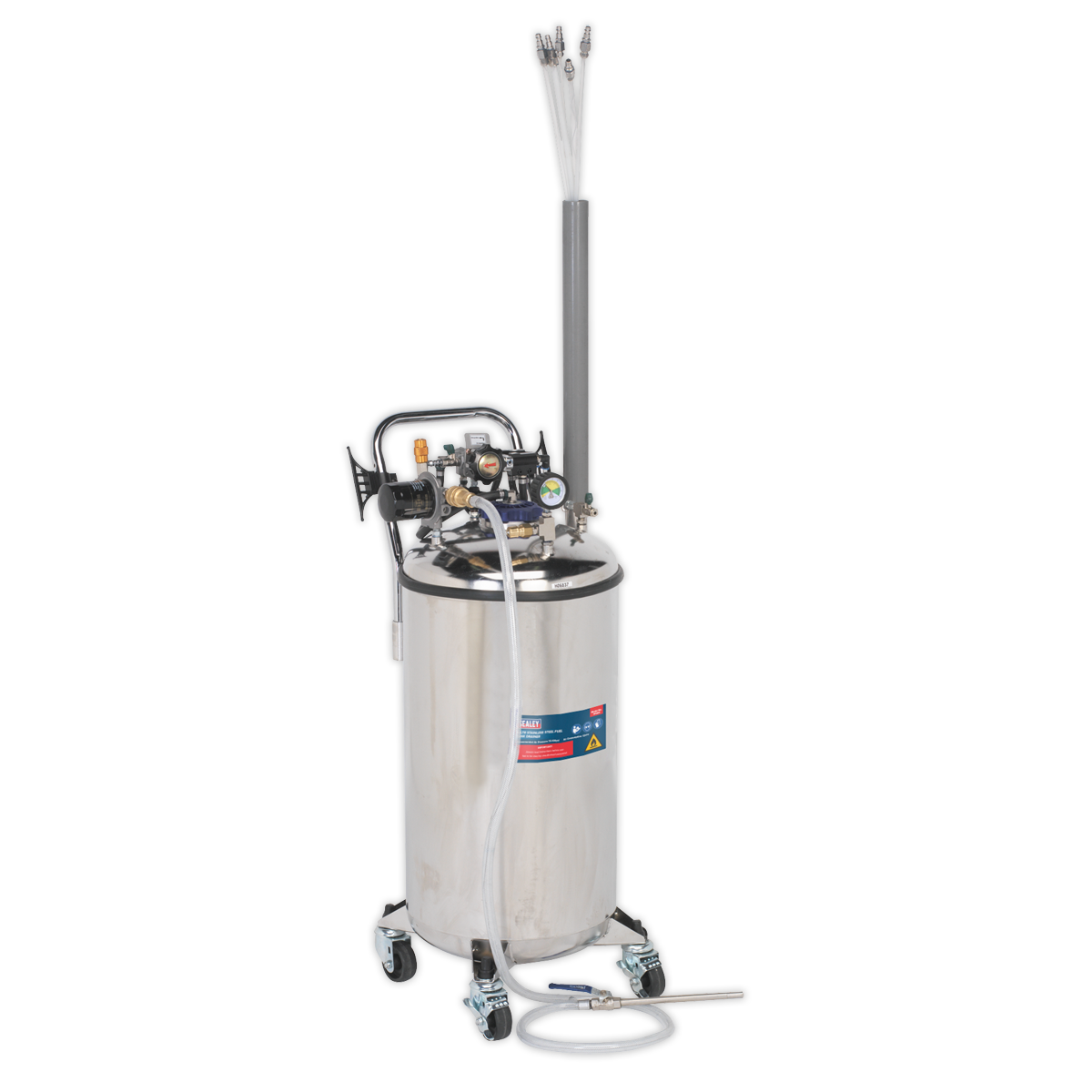 Sealey 90L Stainless Steel Fuel Tank Drainer with Venturi Suction System