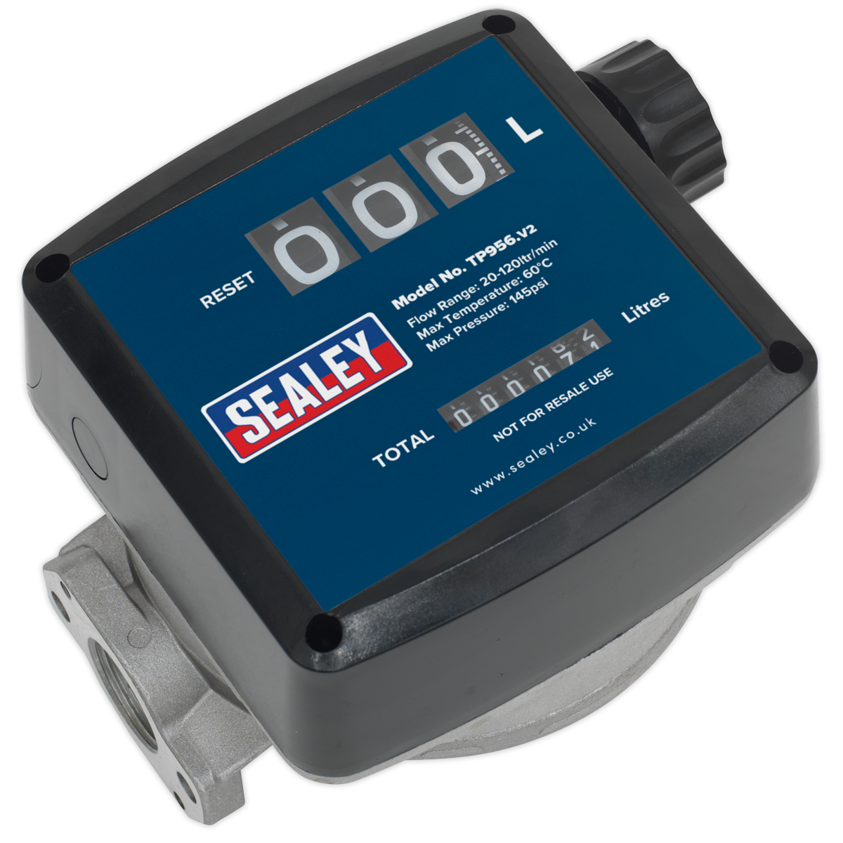 Sealey Diesel Fluid Flow Meter Volumetric Nutating Disc 3-Digit Display