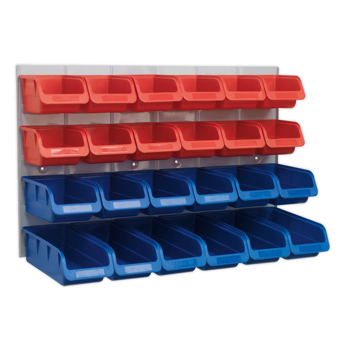 Sealey 24 Bin & Panel Set Red/Blue Shockproof Polymer Storage Solution