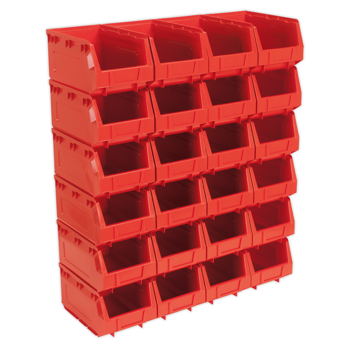 Sealey Red Plastic Storage Bins 150x240x130mm Pack of 24 Shockproof Polymer