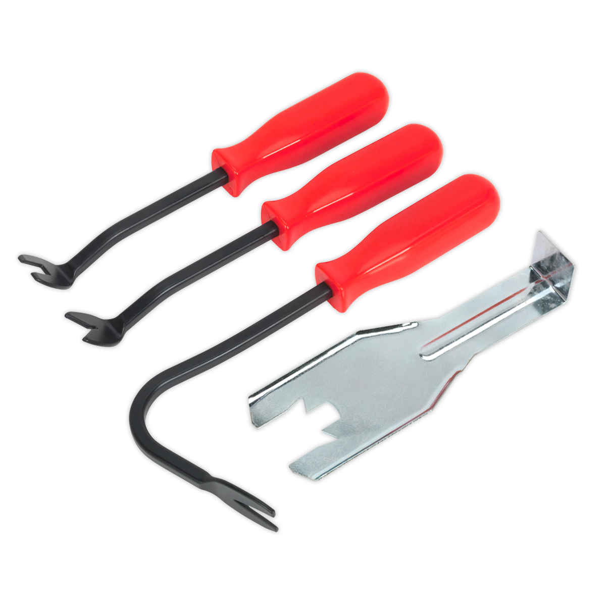 Sealey 4pc Trim Clip Removal Set Door Trim Tools U V Profile Angled Tool