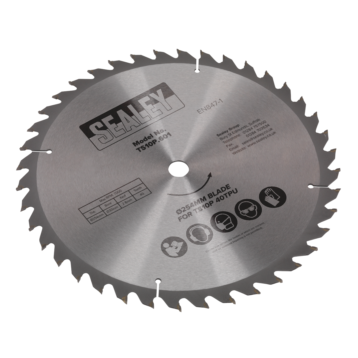 Sealey 254mm Table Saw Blade 40 Teeth 30mm Bore for Model TS10P