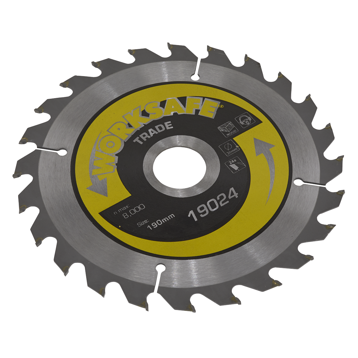 Sealey 190mm TCT Circular Saw Blade 24 Tooth - Wood Cutting with Reducing Bushes