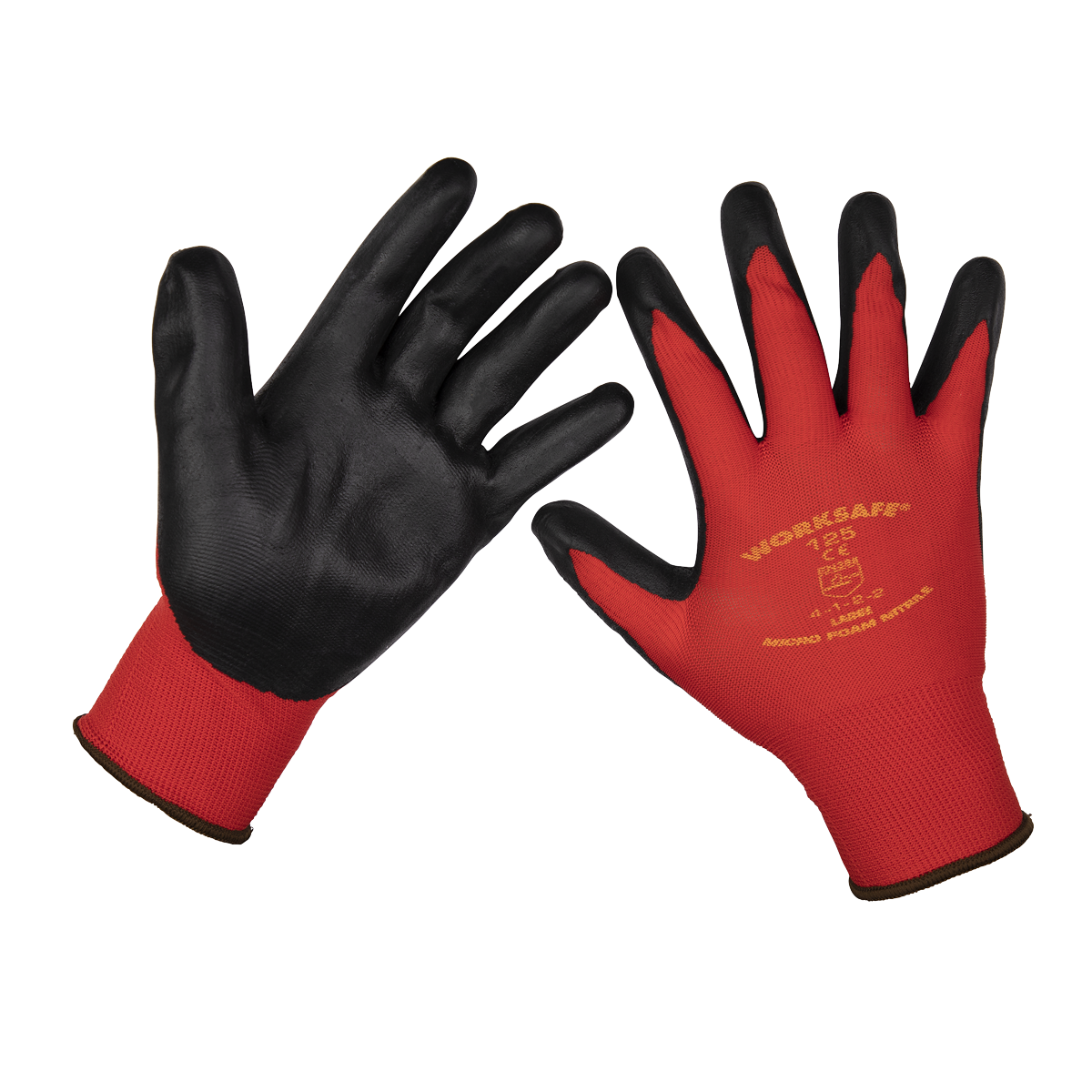Sealey Flexi Grip Nitrile Palm Gloves Large Pack of 6 Pairs CE Marked