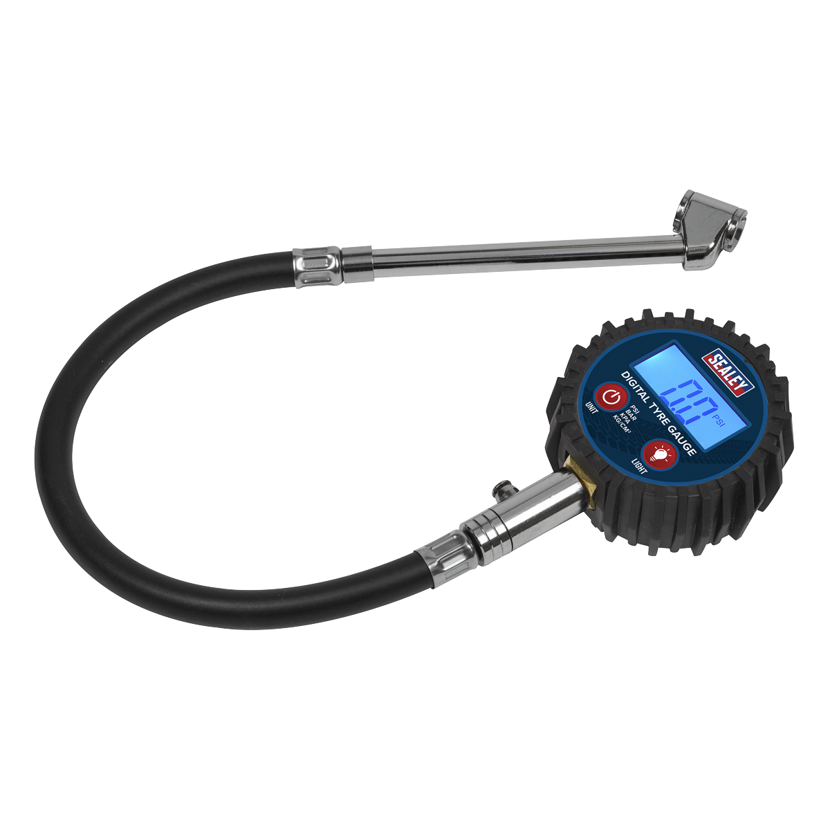 Sealey Digital Tyre Pressure Gauge 0-150psi with Twin Push-On Connector