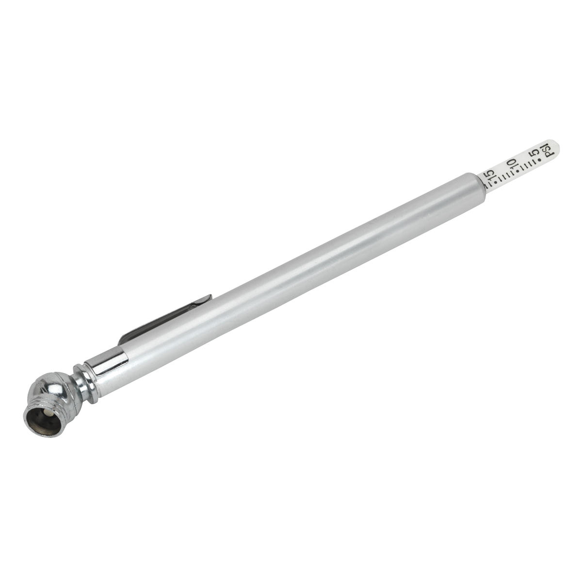 Sealey Tyre Pressure Gauge 5-50psi Pencil Type with Valve Deflator & Clip