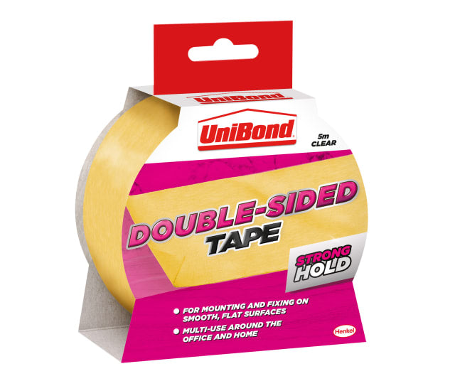 UniBond Double-Sided Tape 38mm x 5m Clear Strong Adhesive for DIY Crafting
