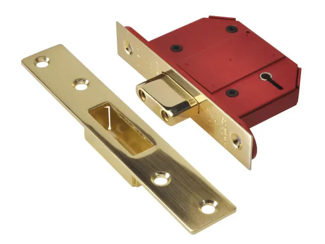 UNION StrongBOLT 2100S 5 Lever Mortice Deadlock 68mm Satin Brass BS3621