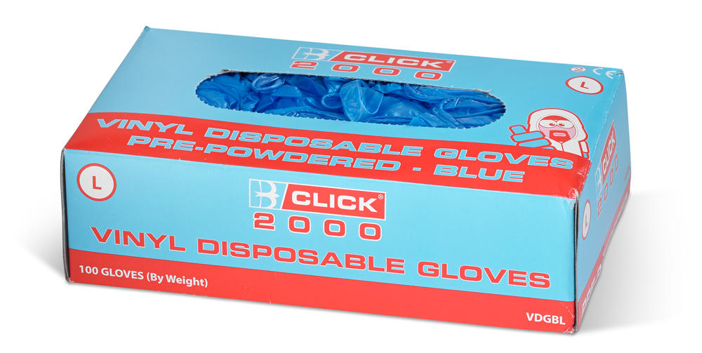 Beeswift Vinyl Disposable Gloves Pre-Powdered Ambidextrous 100% PVC 100 Pack