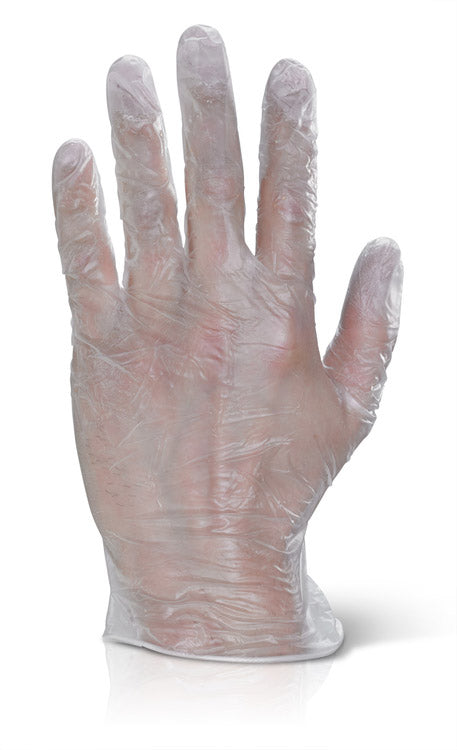 Beeswift Clear Vinyl Examination Gloves Pre-Powdered Disposable 100 Pack