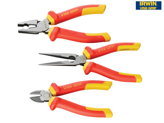 IRWIN Vise-Grip VDE 3pc Plier Set Chrome Nickel Steel ProTouch Handles