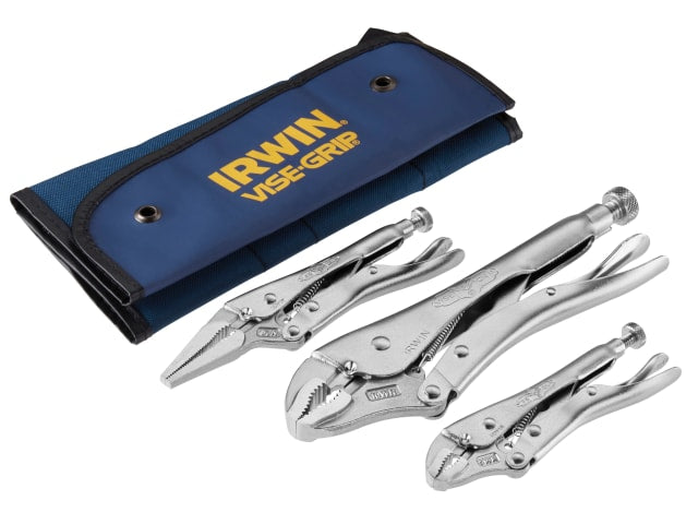 IRWIN Vise-Grip 3 Piece Locking Pliers Set Curved Jaw Long Nose Durable Tools