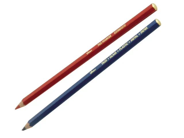 Vitrex Tile Marking Pencils Pack of 2 Red and Black for Tiles Glass Metal