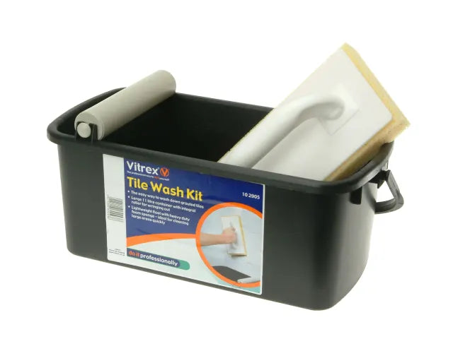 Vitrex Tile Wash Kit 11L Container with Roller Lt.weight Float Heavy-Duty Sponge