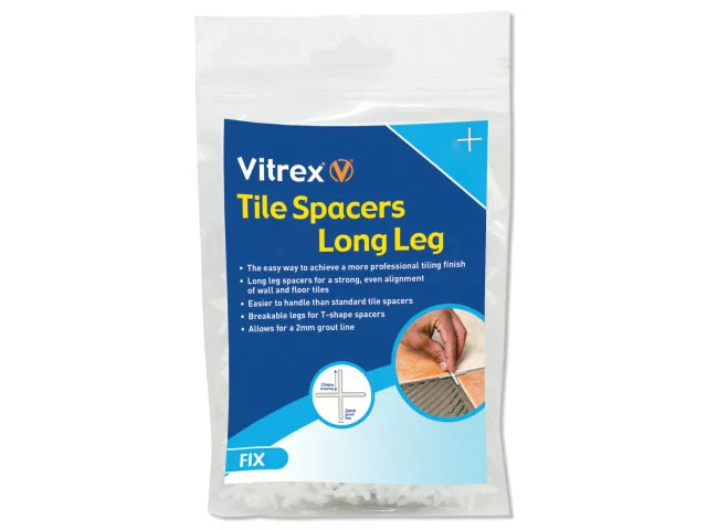 Vitrex Long Leg Tile Spacers 2mm Pack of 1500 for Professional Tiling Finish
