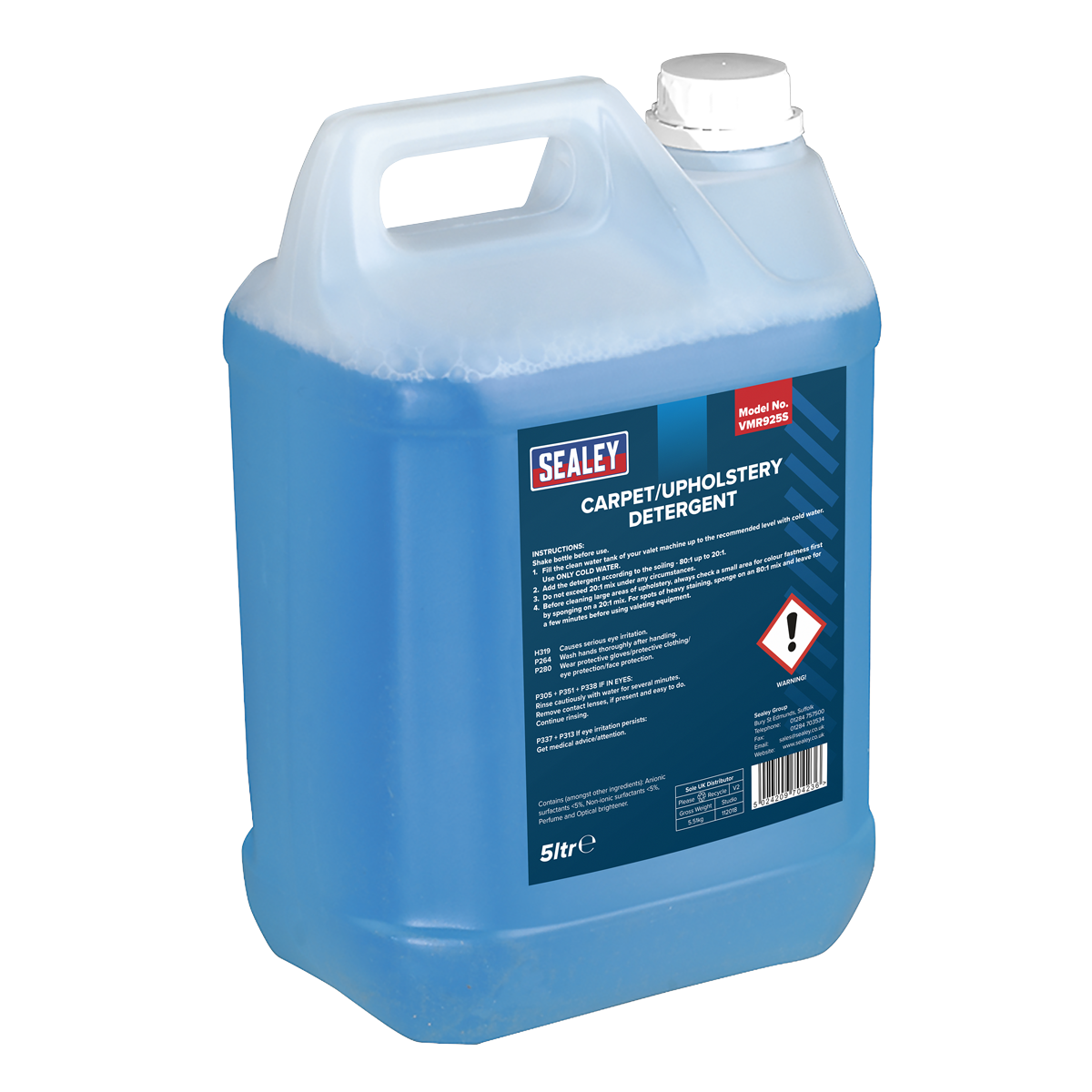 Sealey 5L Carpet Upholstery Detergent for Valeting Systems Non-Corrosive