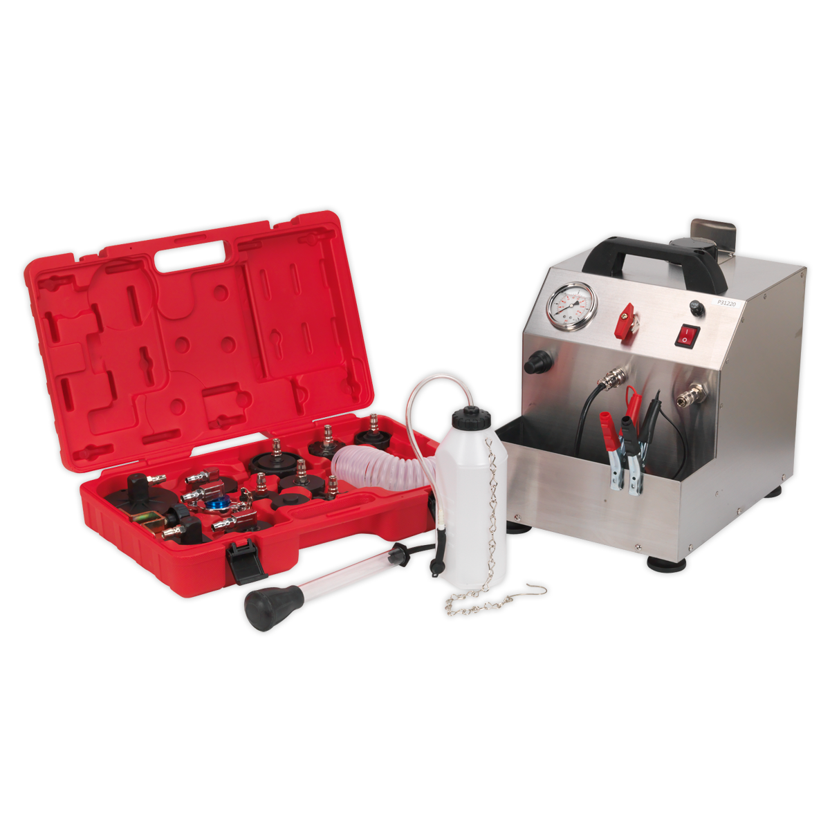 Sealey 12V Brake & Clutch Pressure Bleeder Kit with Adapters & 2L Tank