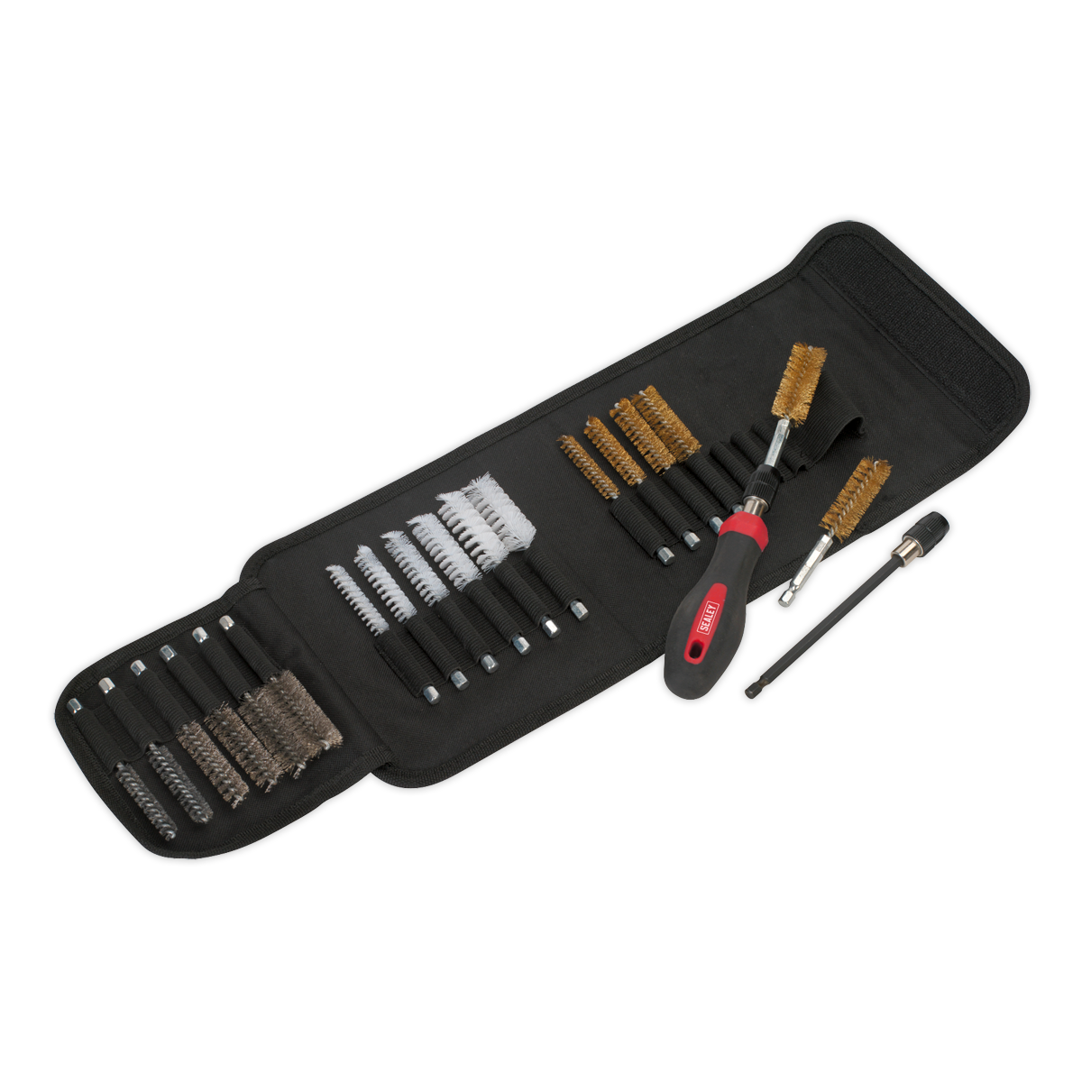 Sealey 20pc Cleaning & Decarbonising Brush Set with Quick Release Extension Bar