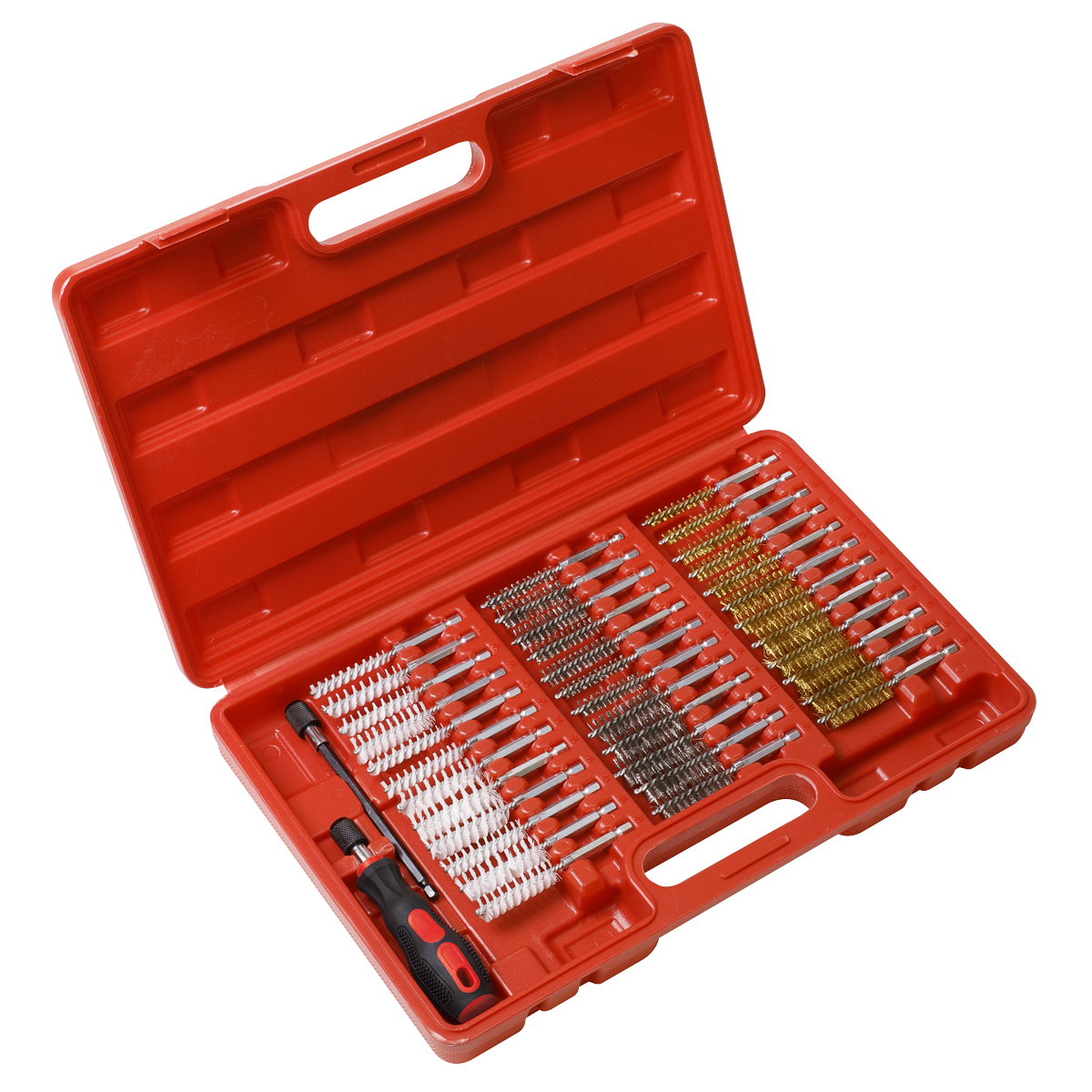 Sealey 38pc Cleaning Brush Set for Injector Bore with Soft Grip Handle