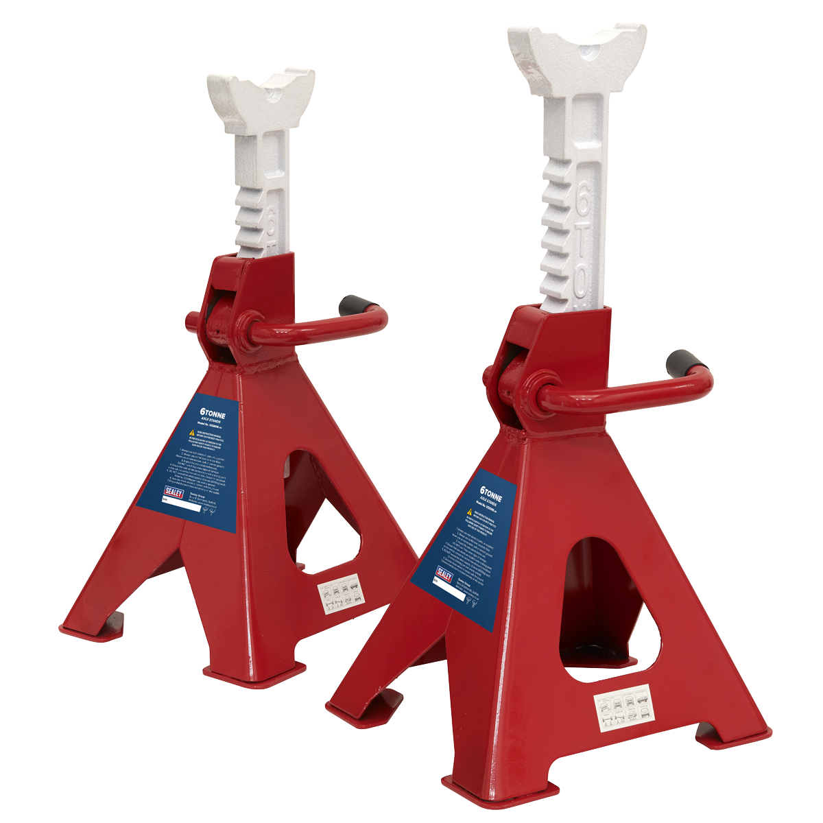 Sealey VS2006 Axle Stands Pair 6 Tonne Capacity Ratchet Type 395-600mm Height