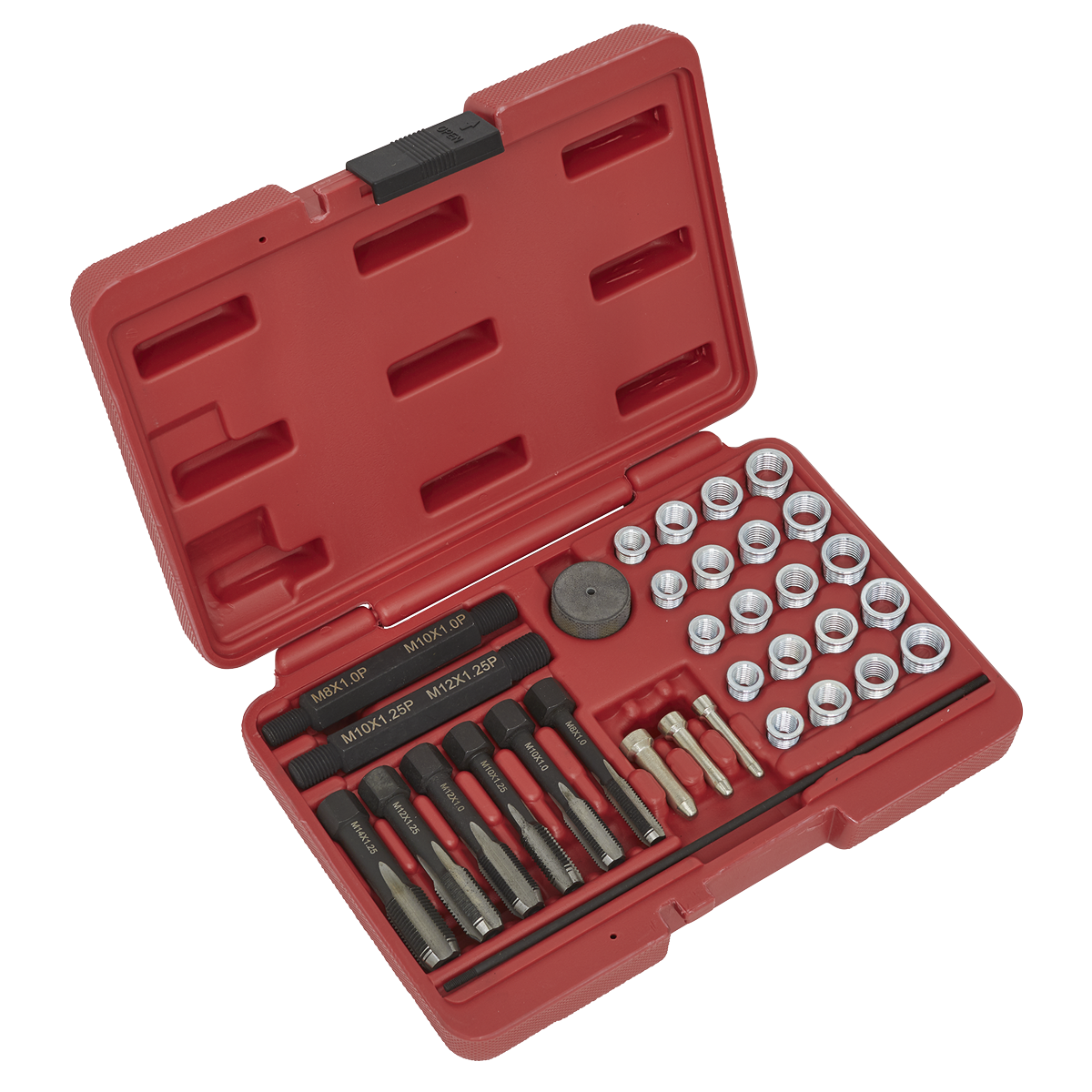 Sealey VS311 Glow Plug Thread Repair Set 33pc with Tap Guide System