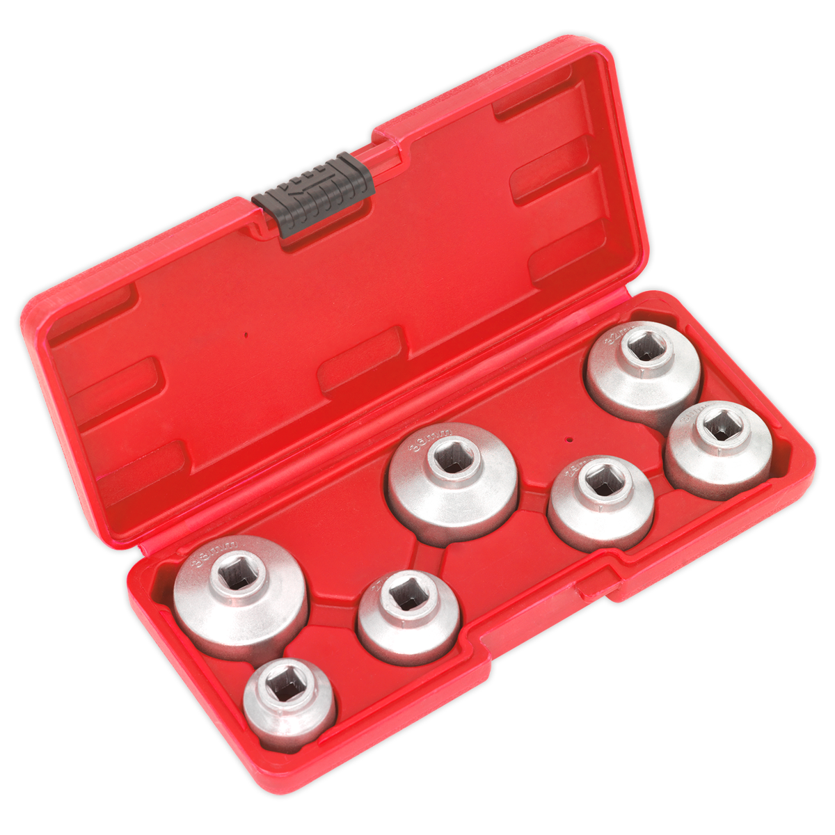 Sealey 7pc Oil Filter Cap Wrench Set Aluminium Low Profile Storage Case